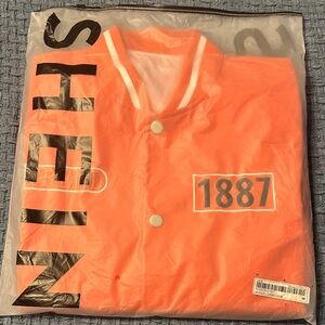Neon Orange '1887' Varsity Jacket Style Snap-Up